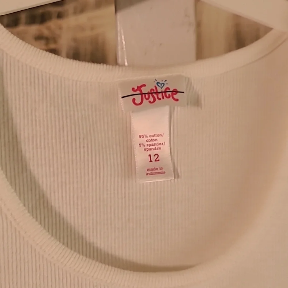 Justice Girls 12 glitter sparkly purple pink unicorn white tank top